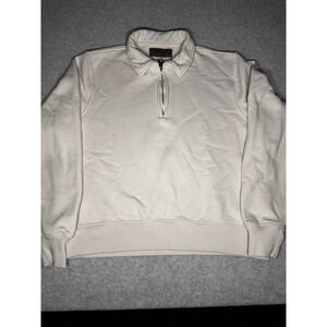 Abercrombie & Fitch Premium Polished White S Collard sweatshirt Preppy Coastal